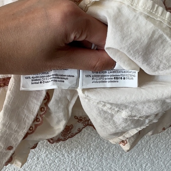 Zara Girls' Cream and Tan Embroidered Dress Size 3T - Picture 2 of 4